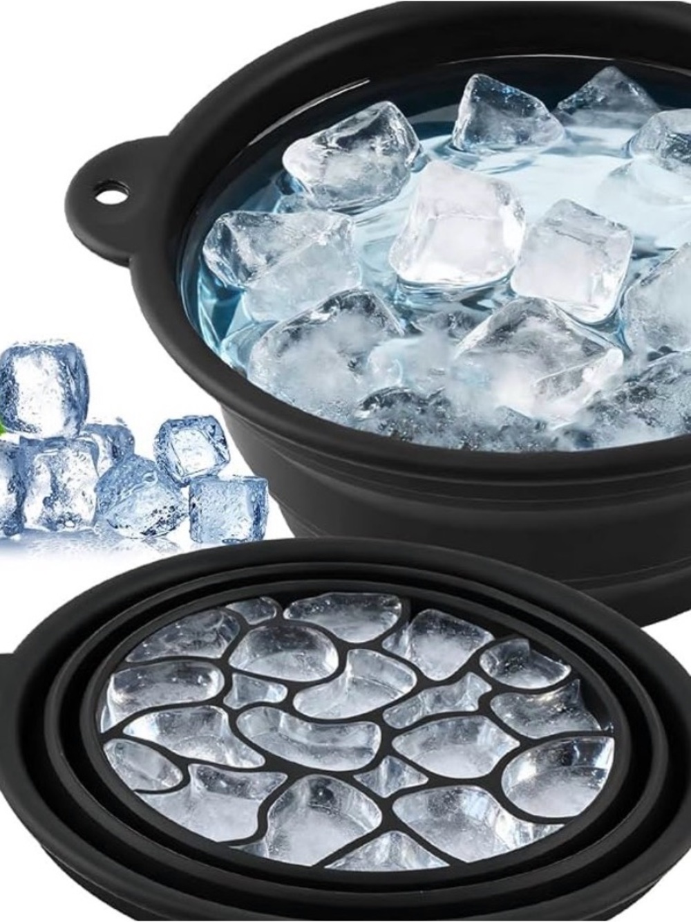 Collapsible Silicone Ice Bucket Face care- Black